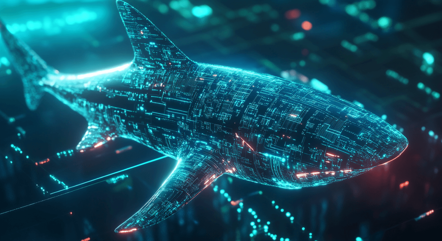 Green shark in cyberspace